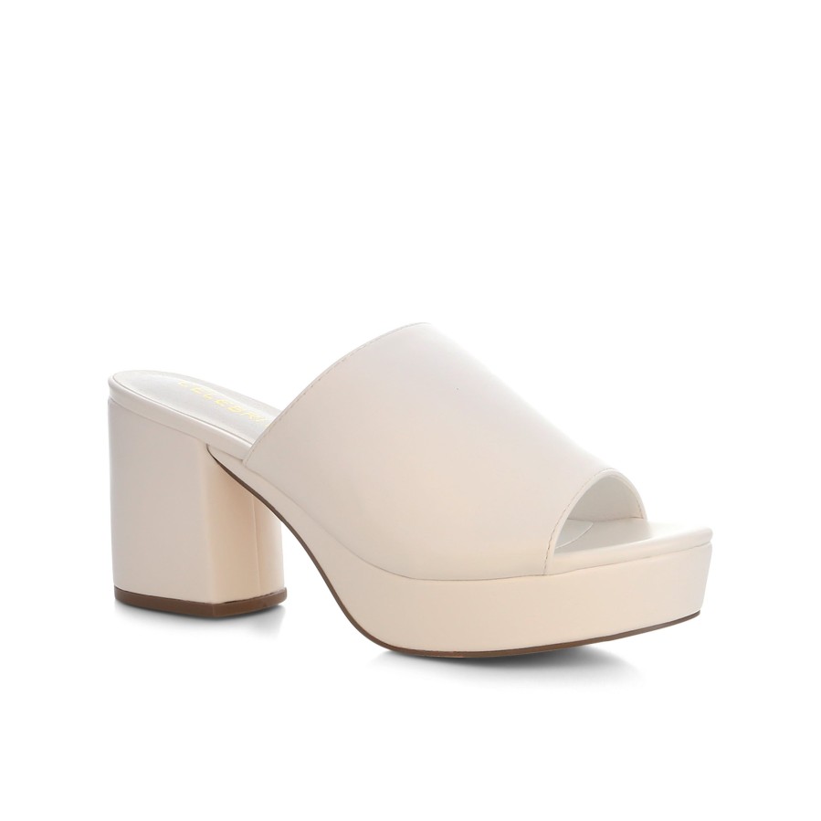 Women'S Number One Shoes Mules | Love Block Heels White